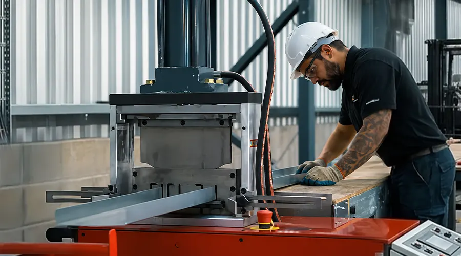 hombre trabajando madera con maquinaria industrial